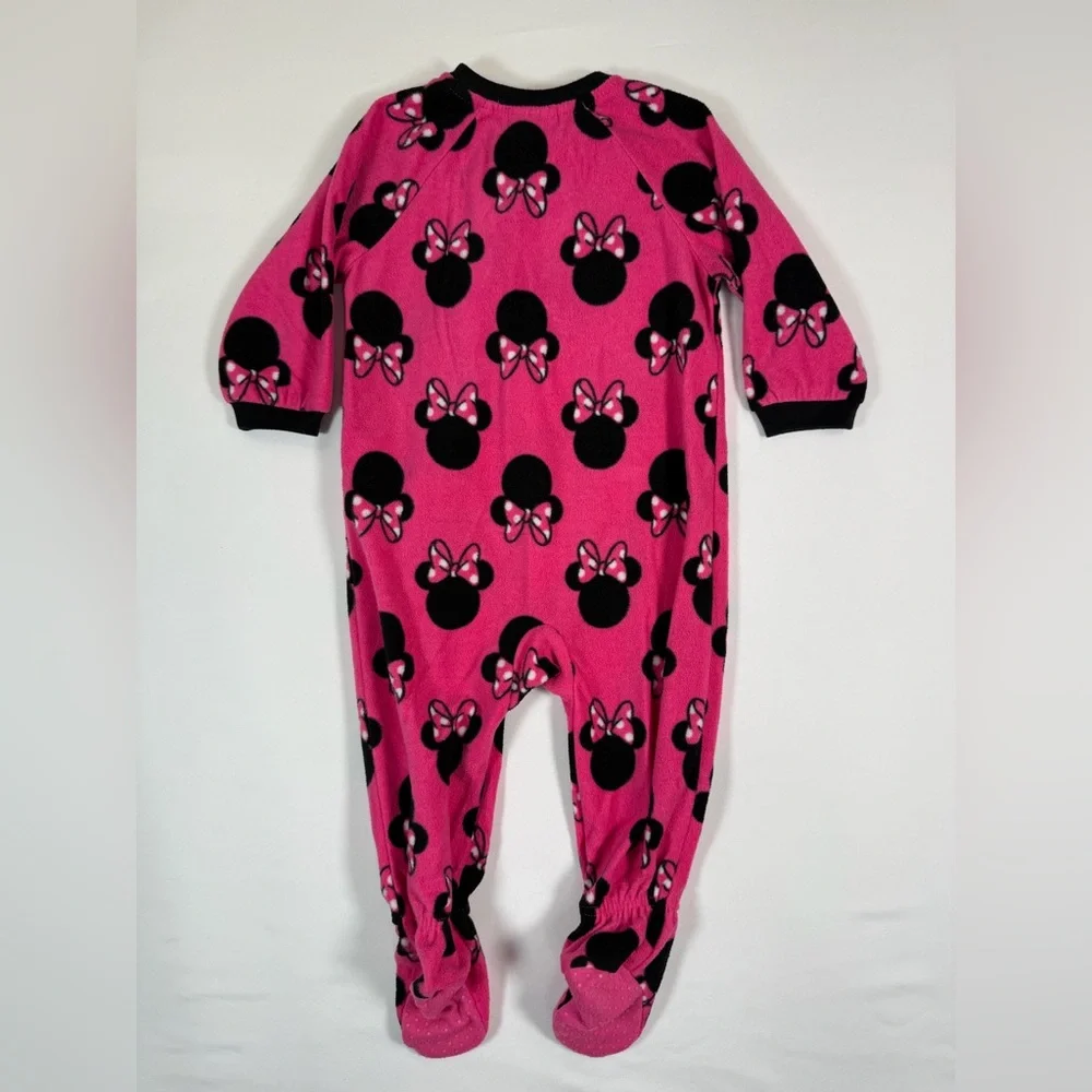 DISNEY Minnie Mouse Fleece Footed Pajamas 12‎ To 18 Months Pink Cozy